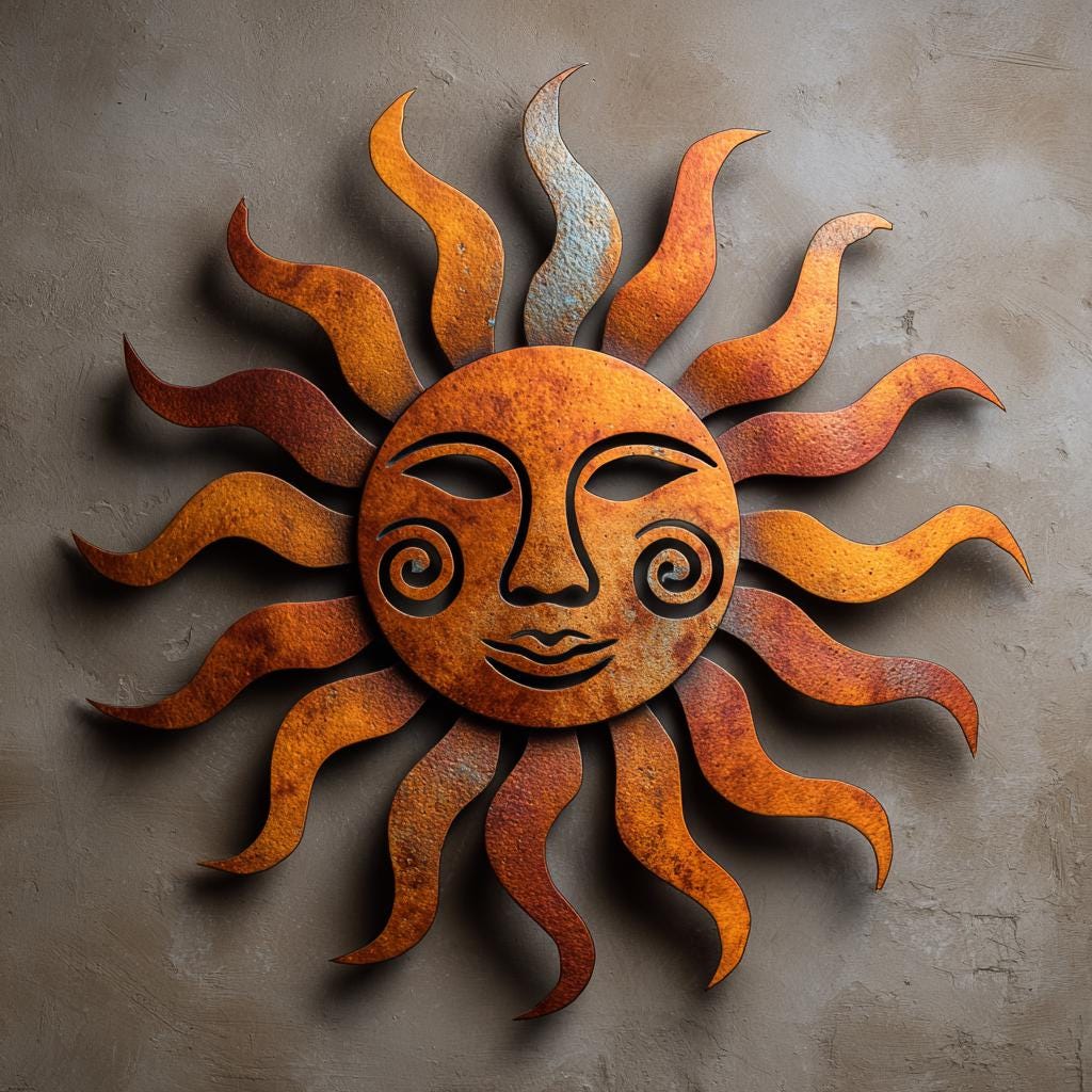 Wacky Sun Metal Wall Art Boho Outdoor Garden Patio Decor