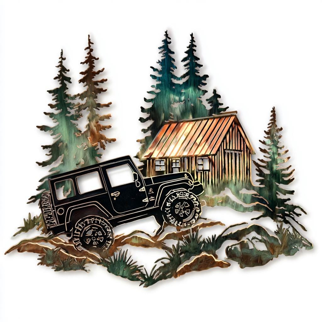 Off Road Car Metal Wall Art Adventure Garage Outdoor Wall Decor