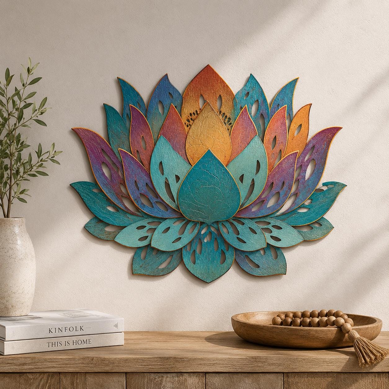Lotus Flower Metal Wall Art - Zen Yoga Room Decor