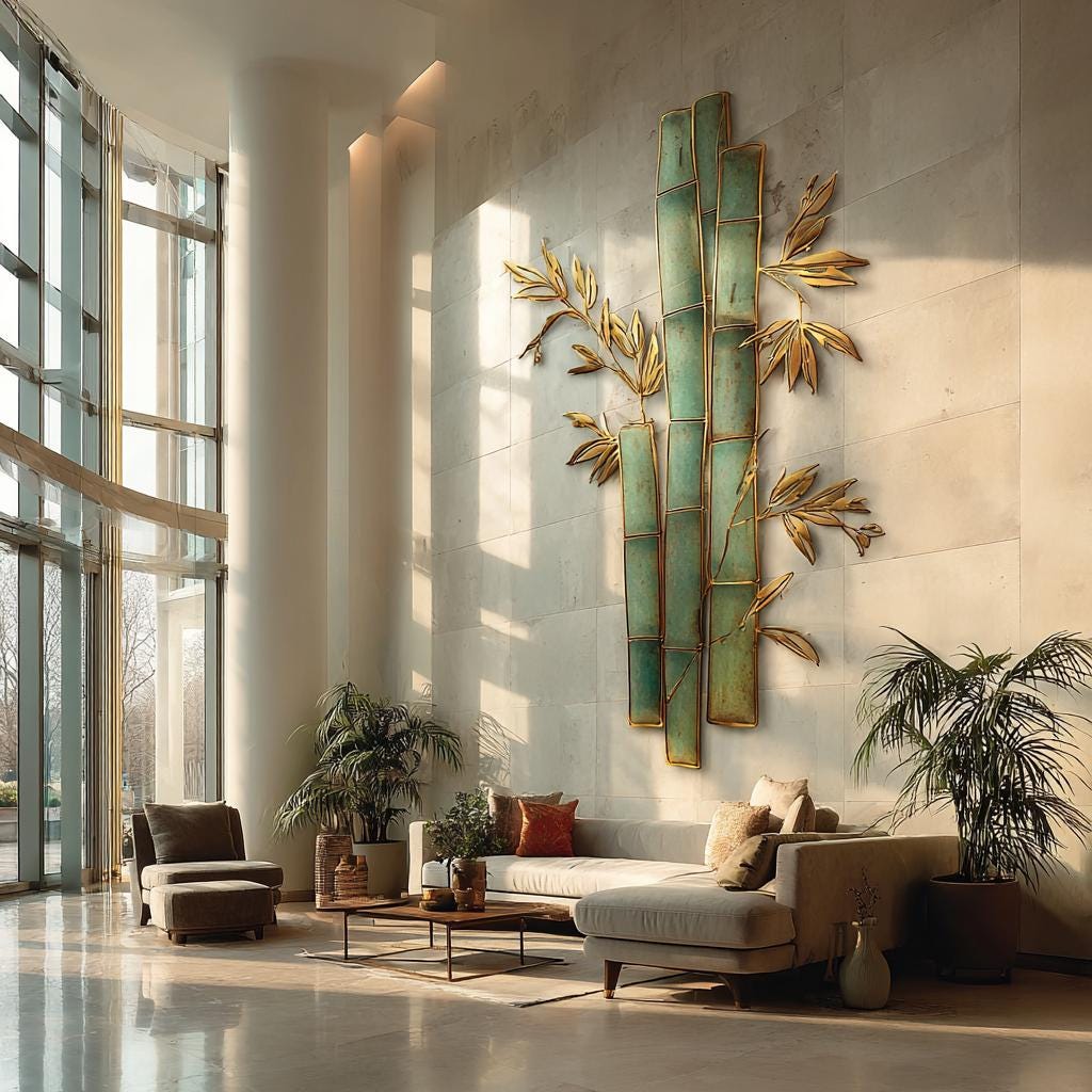 Bamboo Metal Wall Art - Zen Botanical Asian-Inspired Decor
