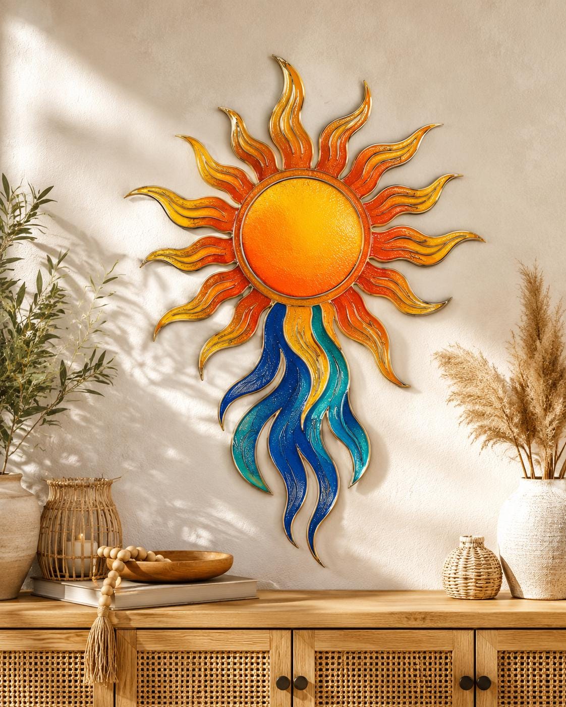 Sun and Ocean Metal Wall Art Set - Coastal Sunrise Decor