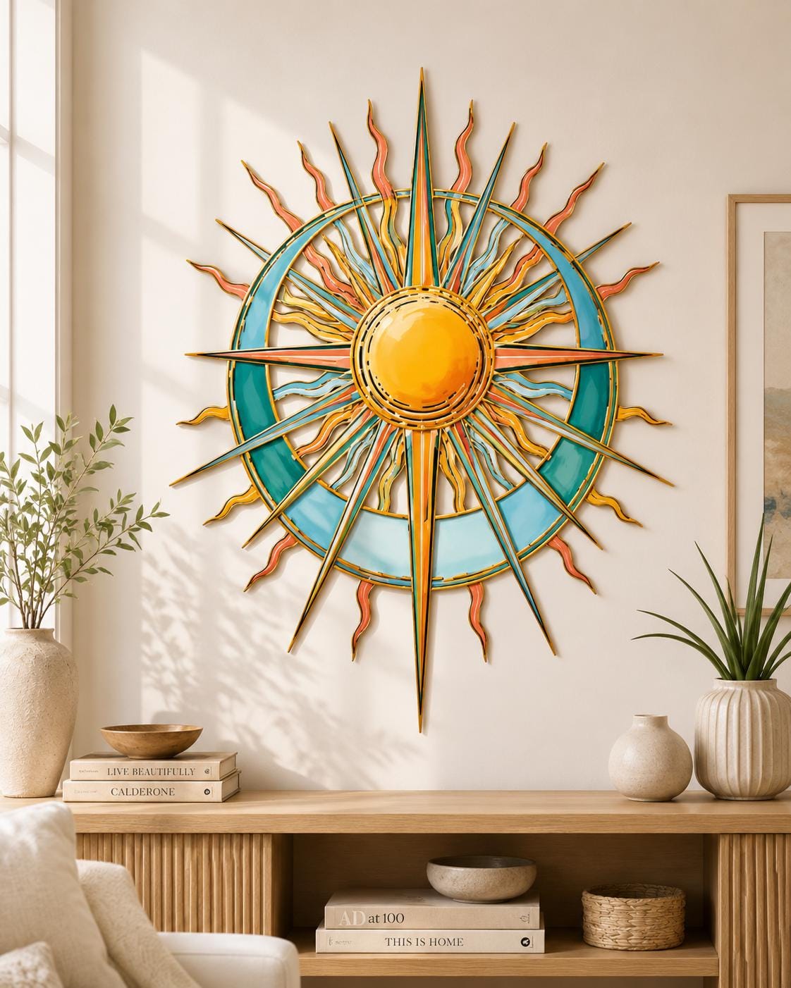 Sun and Wave Metal Wall Art - Ocean Sunrise Nautical Sign