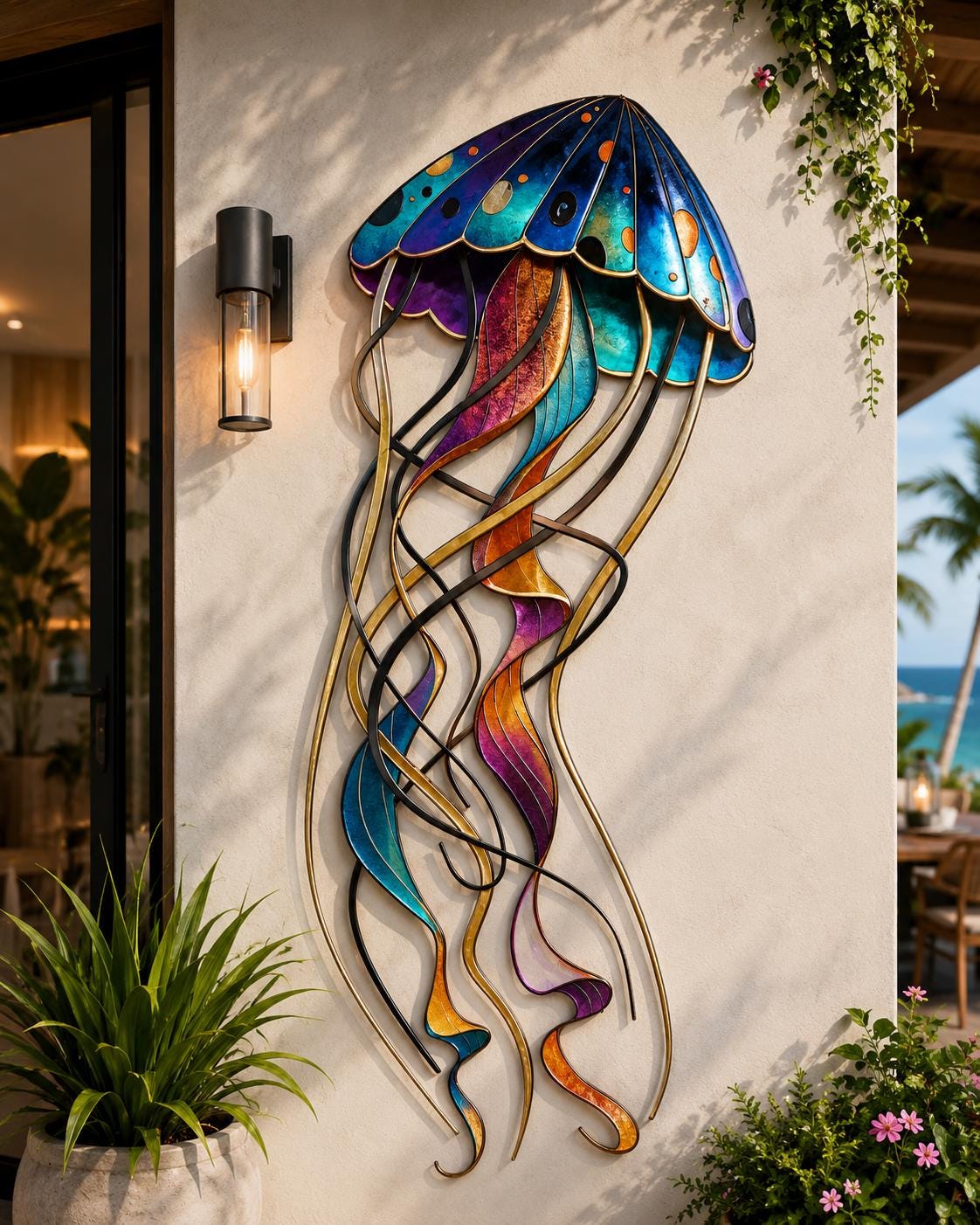 Jellyfish Metal Wall Art - Colorful Ocean Coastal Decor