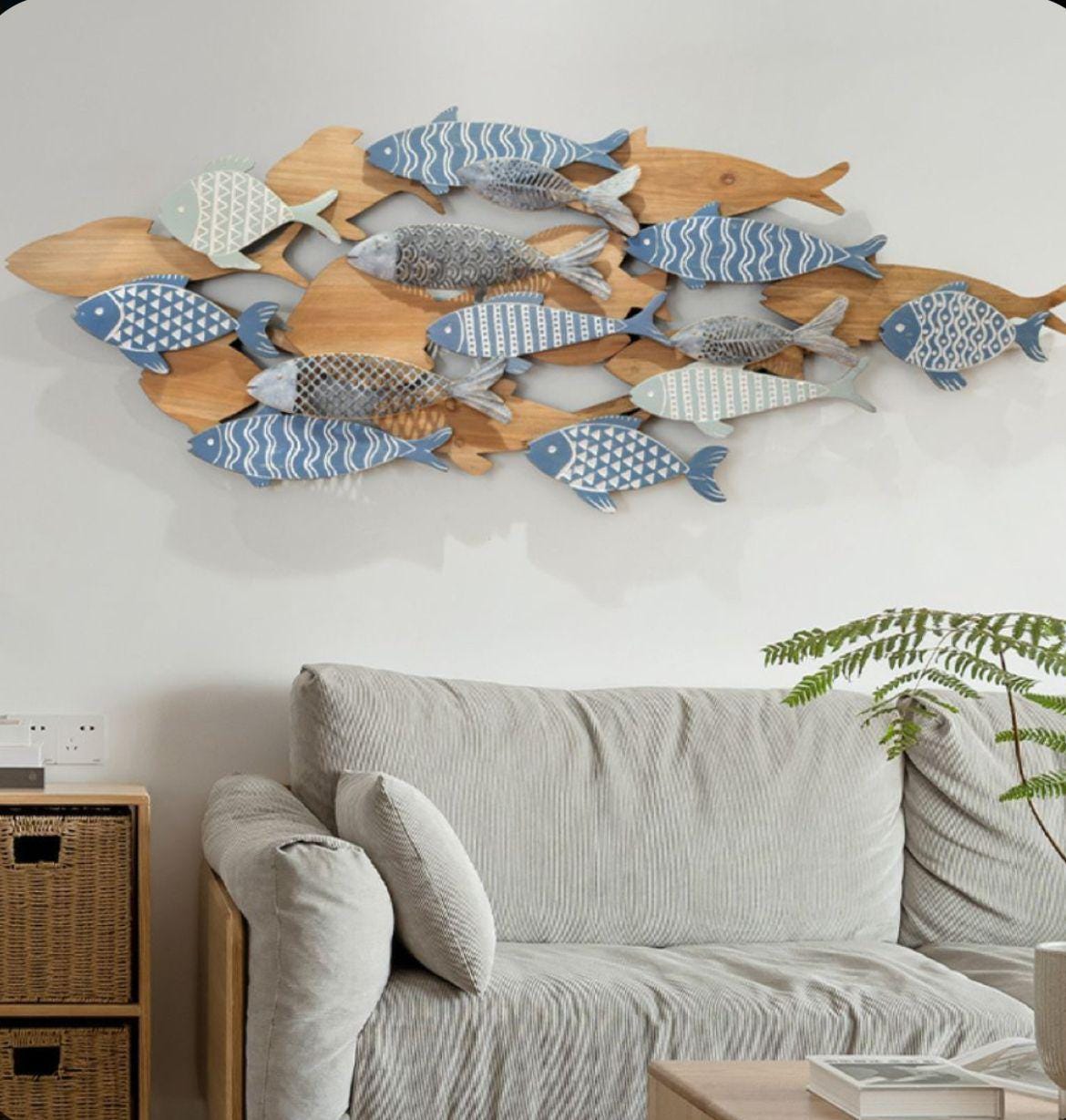 School of Fish Metal Wall Art - Coastal Ocean Home Decor