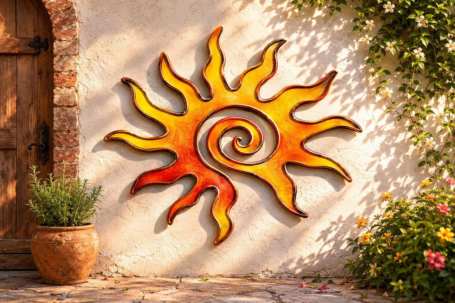 Sunburst Metal Wall Art - Rustic Boho Farmhouse Decor