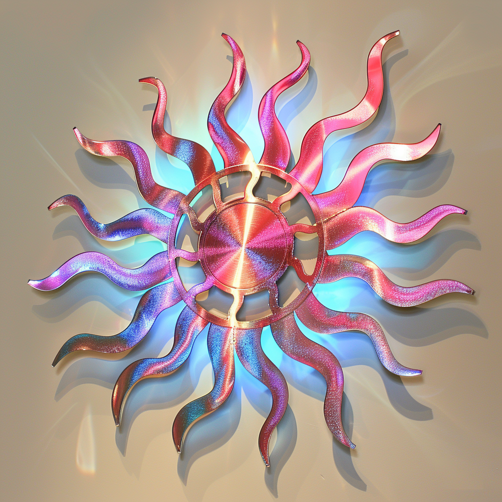 Colorful Sunburst Metal Wall Art – Boho Celestial Garden Decor Sign
