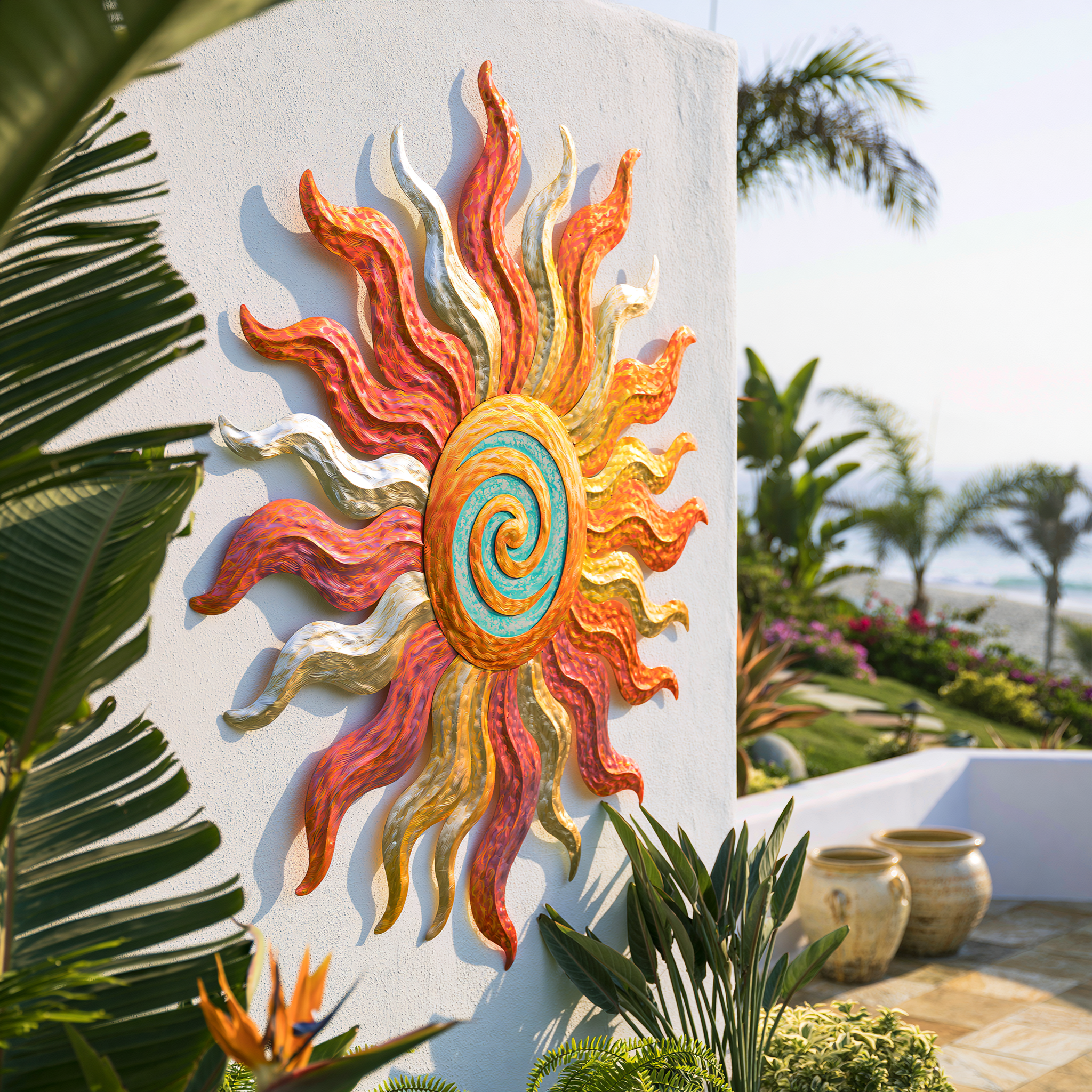 Wacky Sun Metal Wall Art Garden Patio Decor