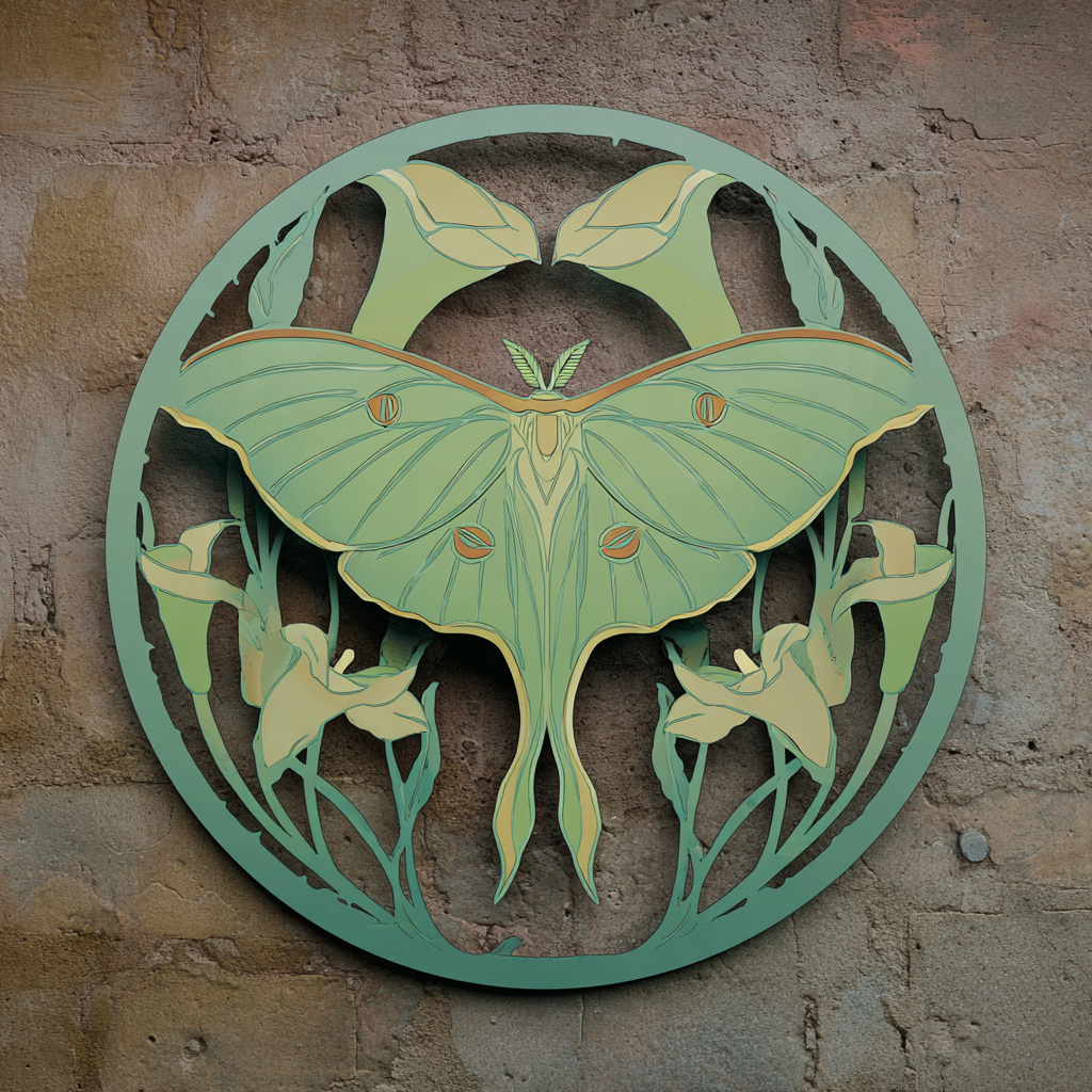 Luna Moth Metal Wall Art, Moon Garden Insect Decor for Patio