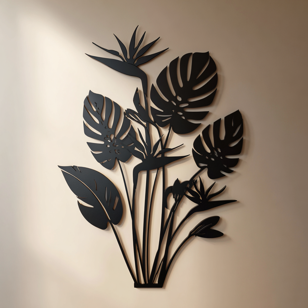 Monstera Leaf Metal Wall Art, Tropical Botanical Decor for Patio