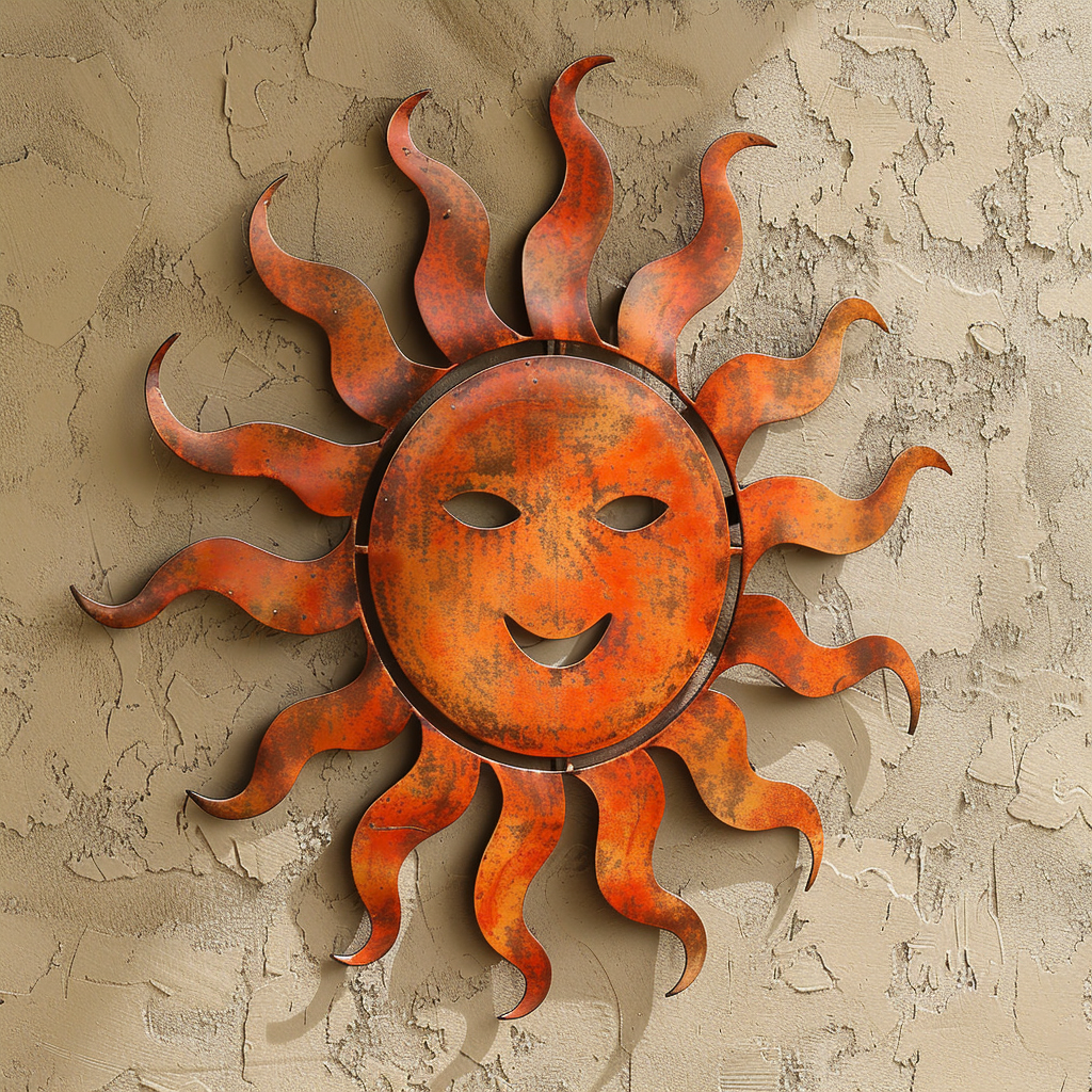 Sunburst Metal Wall Art – Coastal Boho Celestial Garden Decor Sign