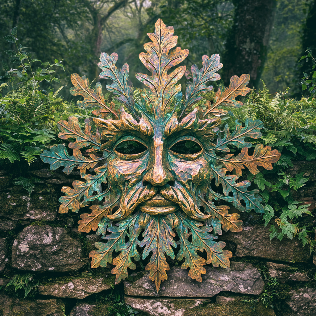 Green Man Metal Wall Art Celtic Forest Spirit Pagan Garden Wall Decor