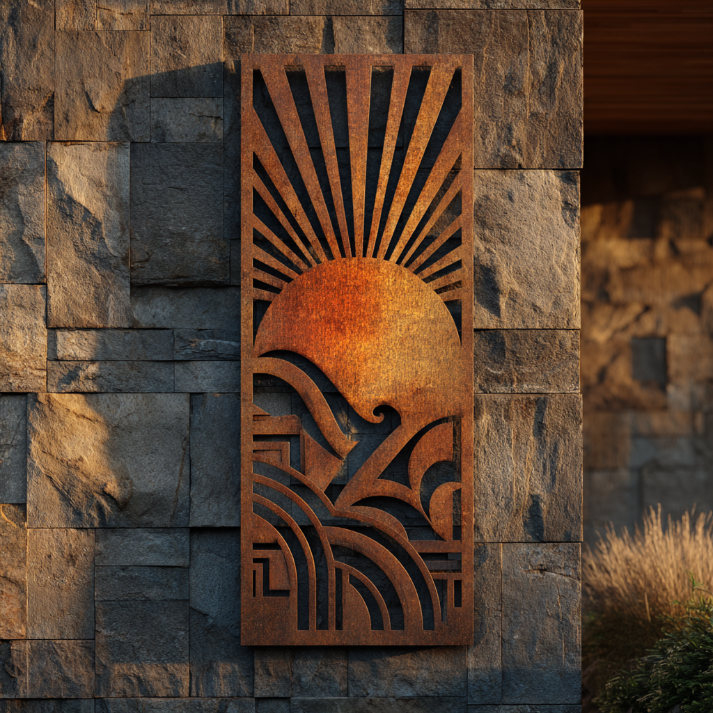 Gold Sunburst Metal Wall Art Rustic Boho Outdoor Garden Wall Decor