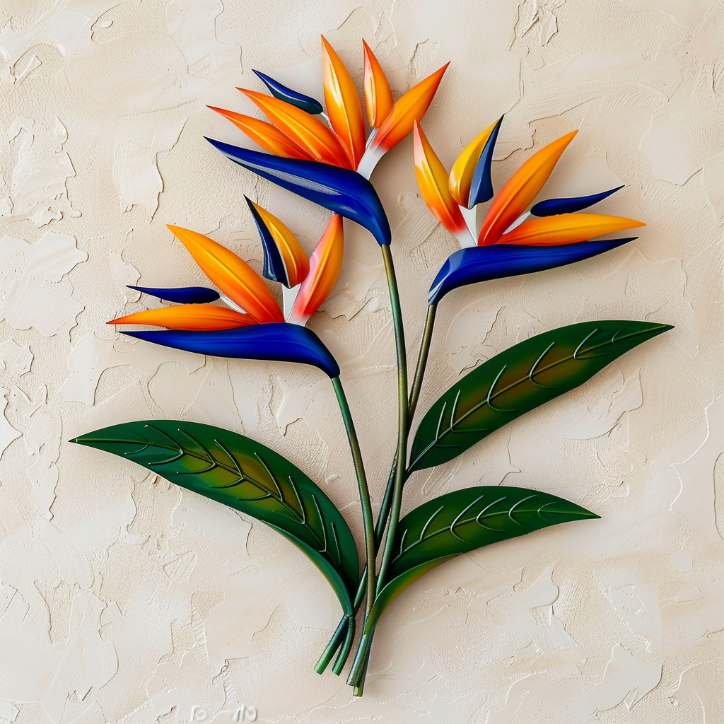 Colorful Bird Of Paradise Tropical Bouquet Metal Wall Art