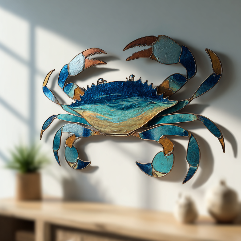 Blue Crab Metal Wall Art Coastal Outdoor Decor Chesapeake Crab Metal Sign Beach House Nautical Wall Art