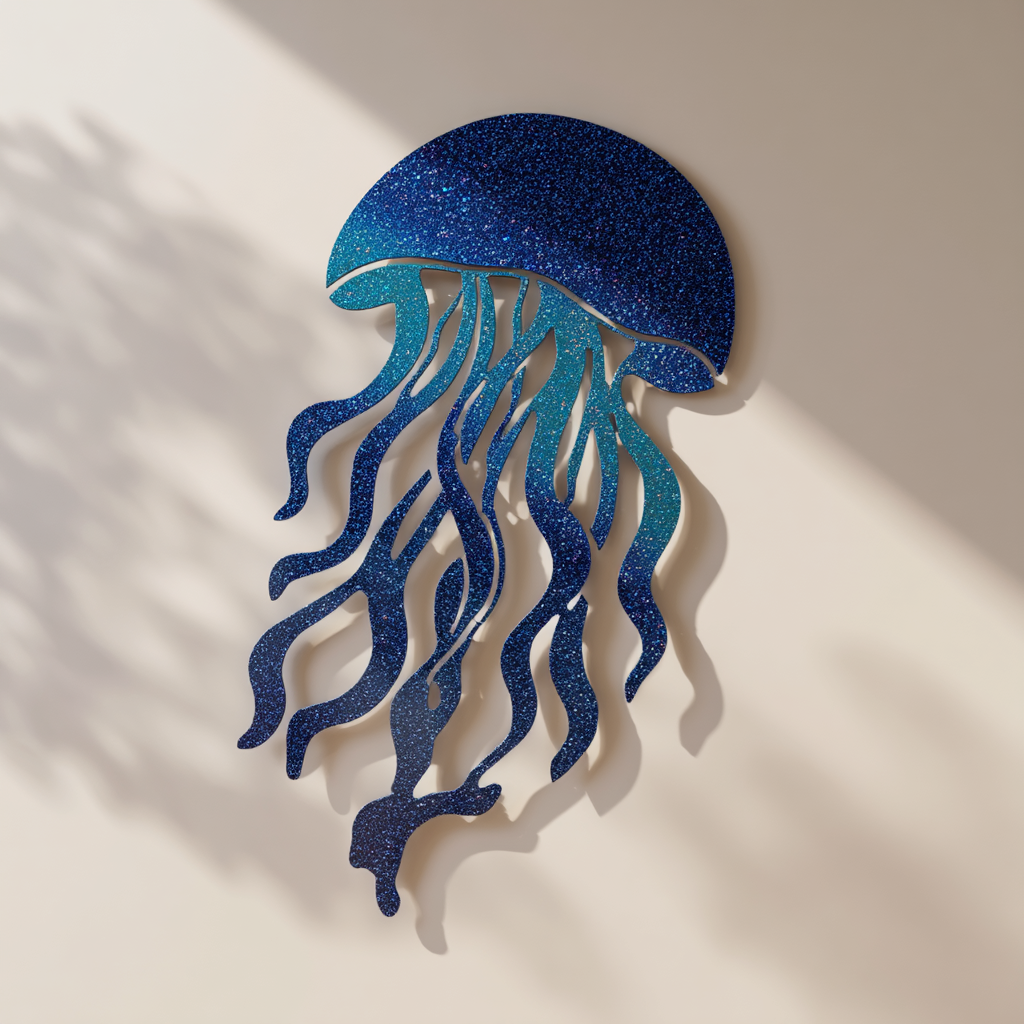Glitter Octopus Metal Wall Art Coastal Ocean Beach House Nautical Wall Decor