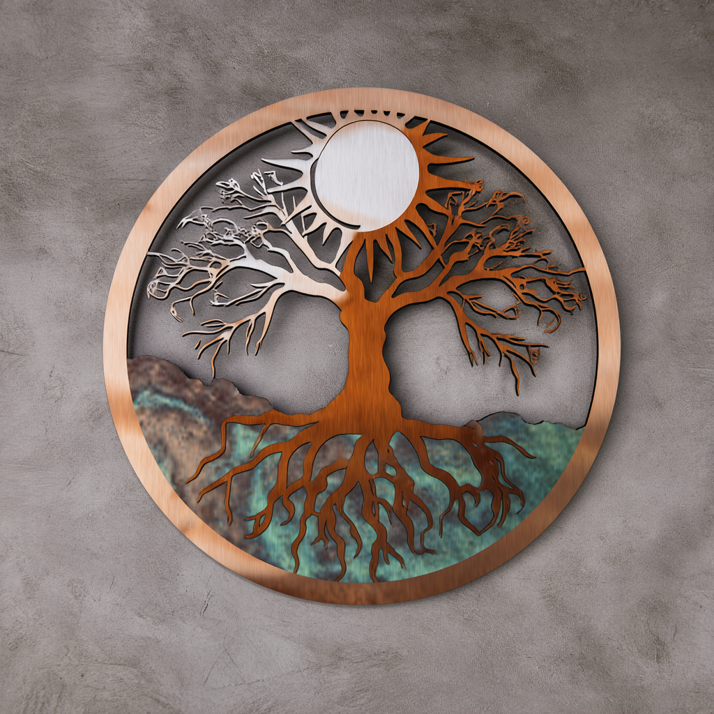 Tree Of Life Metal Wall Art Radial Branch Modern Living Room Wall Decor