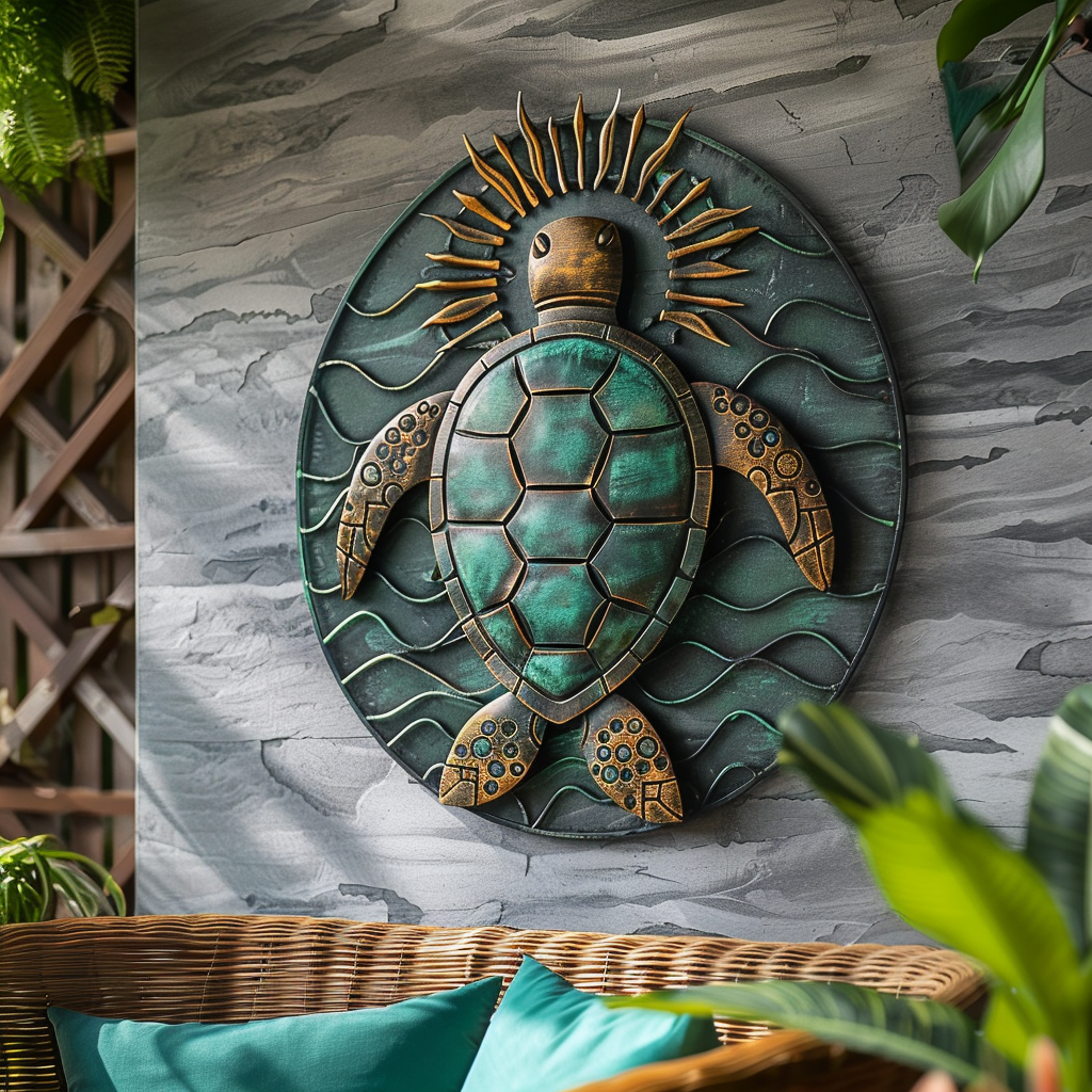 Sea Turtle Metal Wall Art, Coastal Ocean Decor