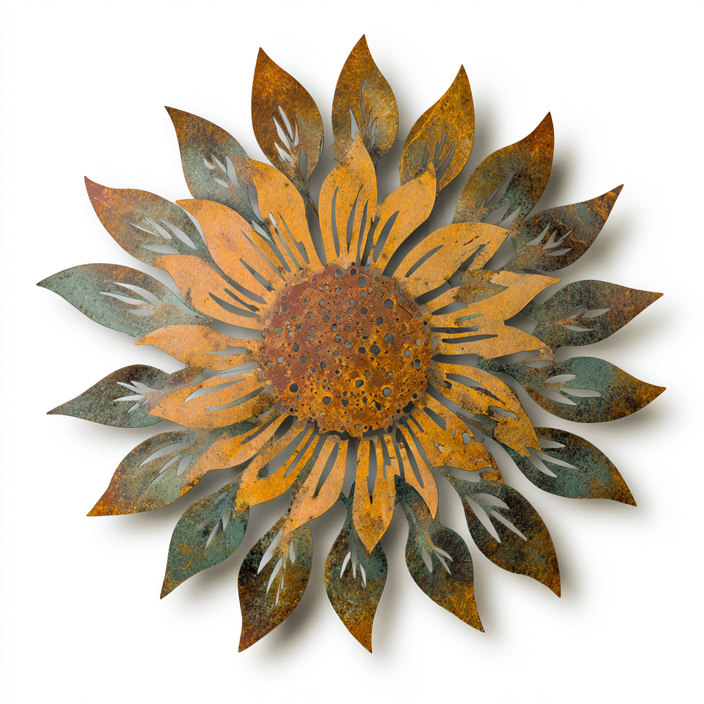 Sunflower Metal Wall Decor Rustic Farmhouse Flower Art Garden Outdoor Wall Sign