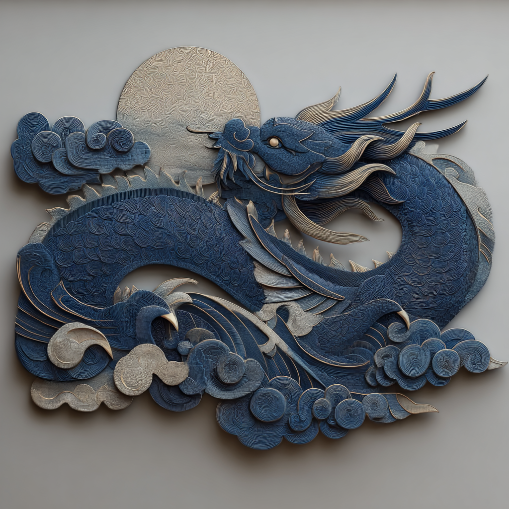 Blue Dragon Metal Wall Art, Mythical Fantasy Decor for Patio