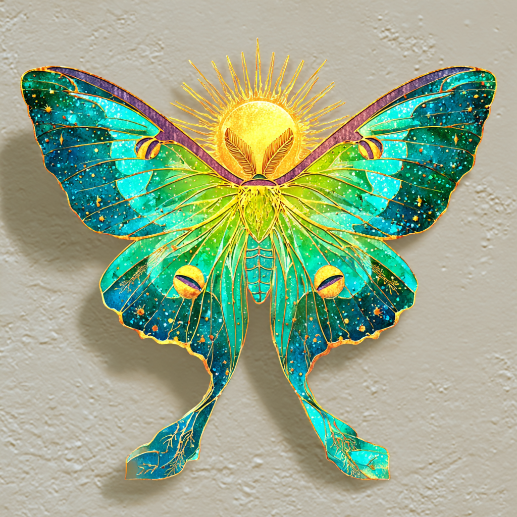Sun Moon Moth Metal Wall Art Celestial Luna Moth Boho Wall Decor
