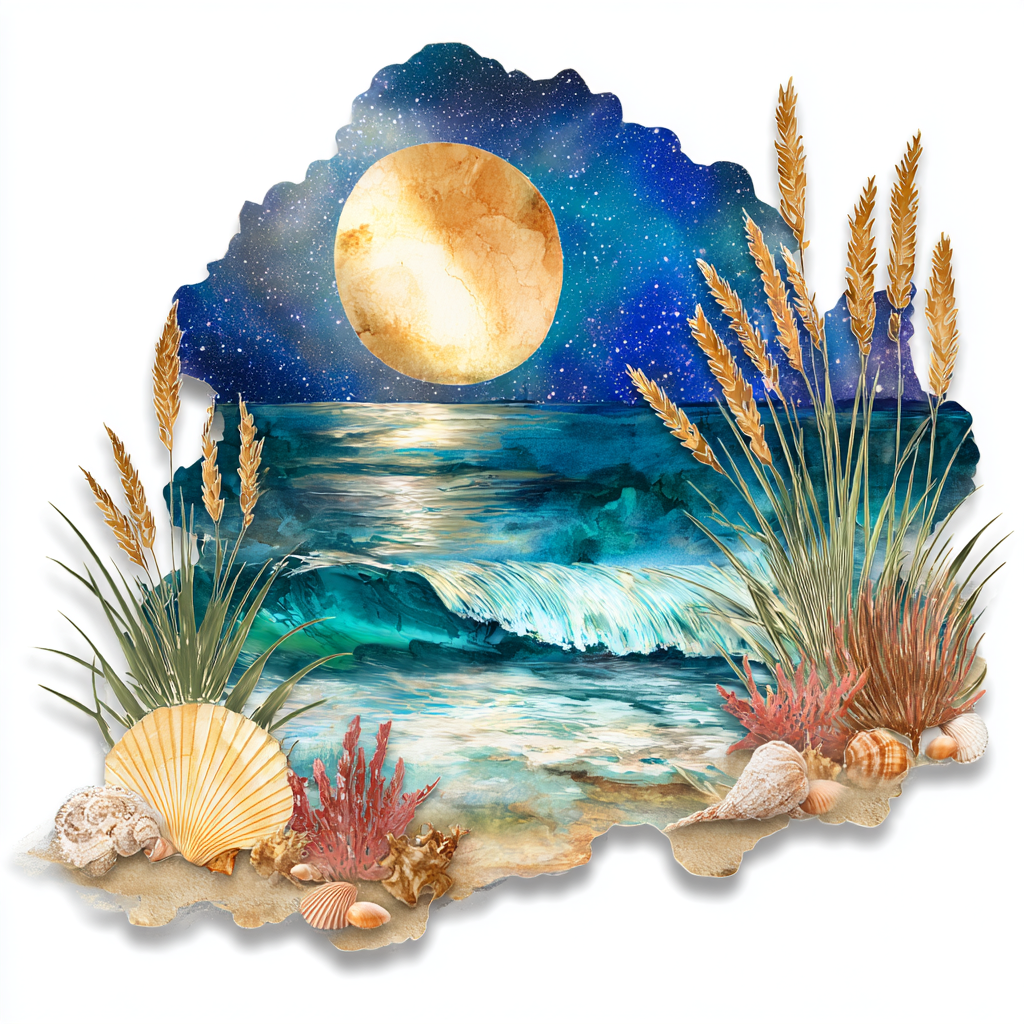 Sun Moon Ocean Metal Wall Art Coastal Beach House Celestial Wall Decor