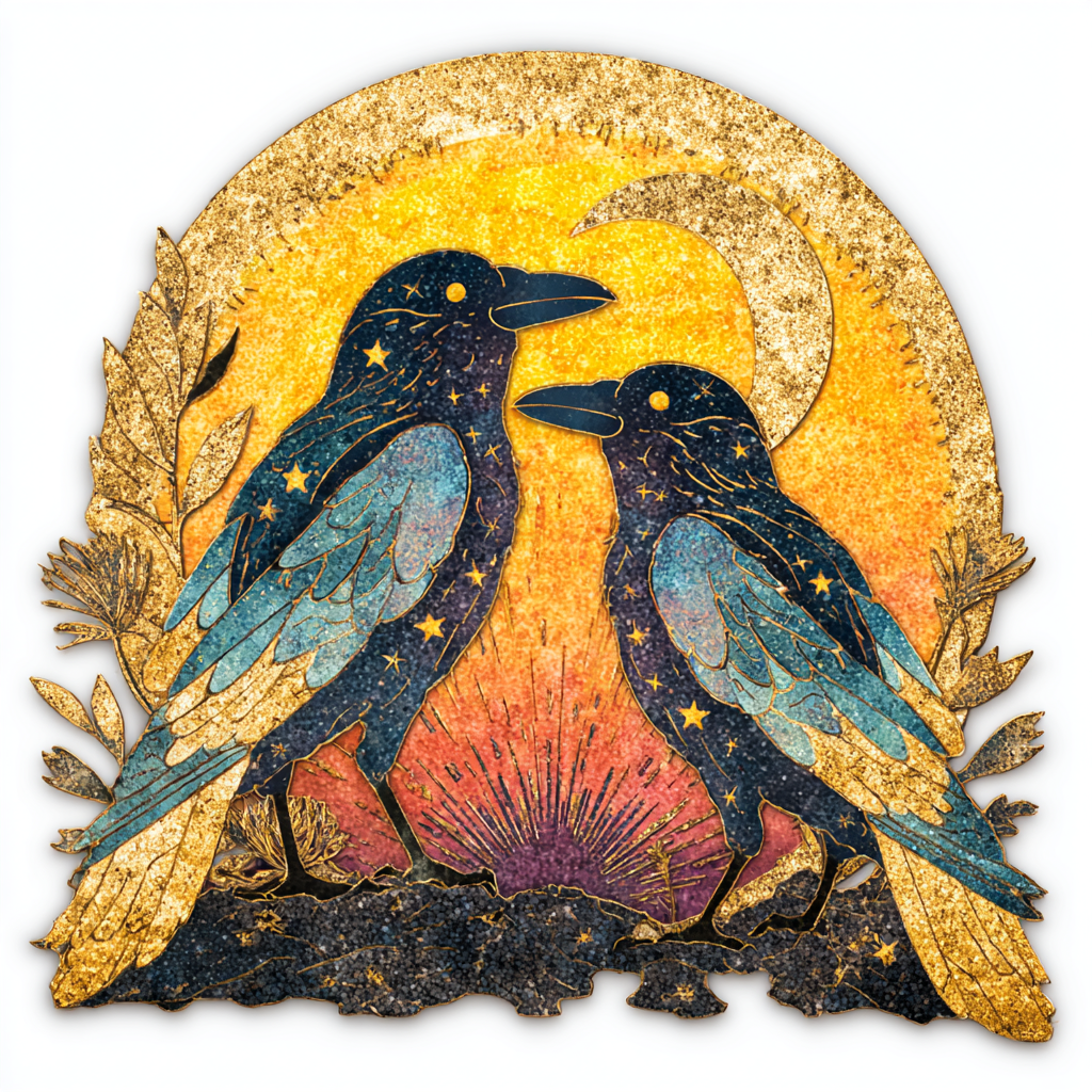 Sun Moon Raven Metal Wall Art Celestial Crow Gothic Pagan Wall Decor