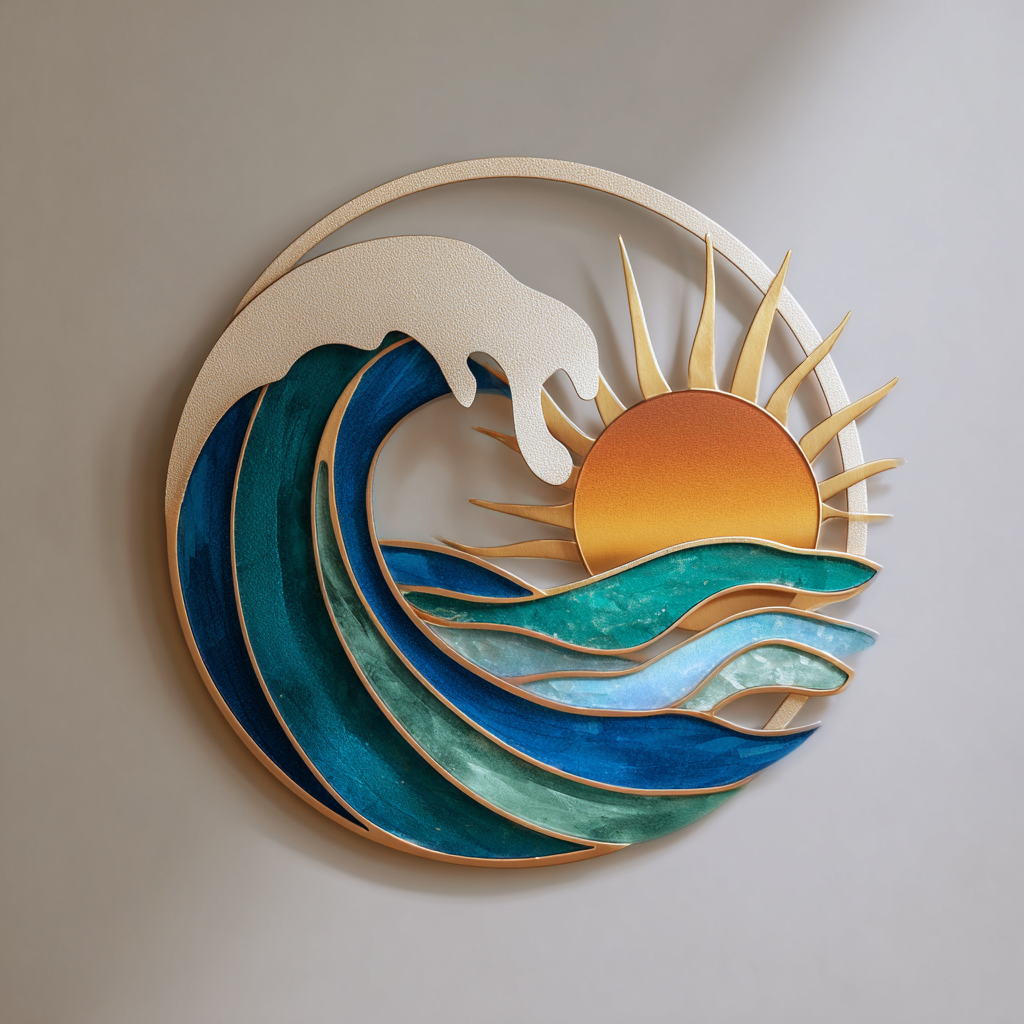 Sunburst Ocean Metal Wall Art Coastal Beach House Decor Nautical Outdoor Wall Sign