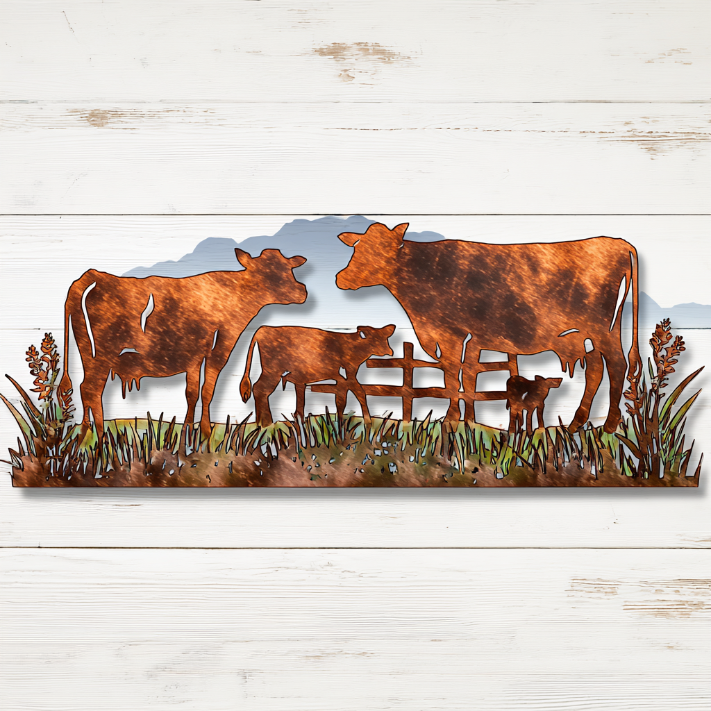 Cattle Herd Metal Wall Art Western Ranch Farmhouse Outdoor Wall Decor