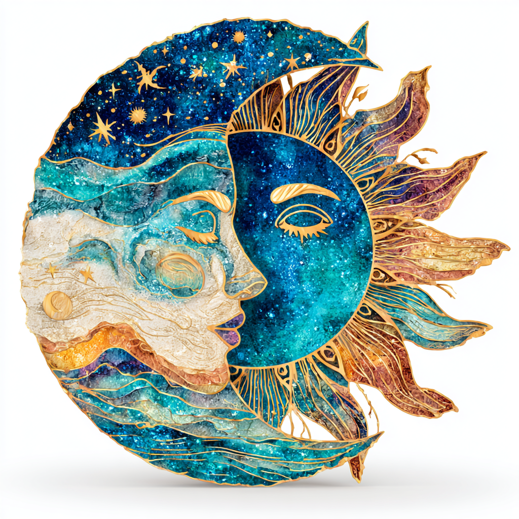 Celestial Sun Moon Metal Wall Art 2D Aluminum Metal Sign Boho Celestial Decor Cosmic Moon Sun Wall Hanging Outdoor Indoor Garden Decor