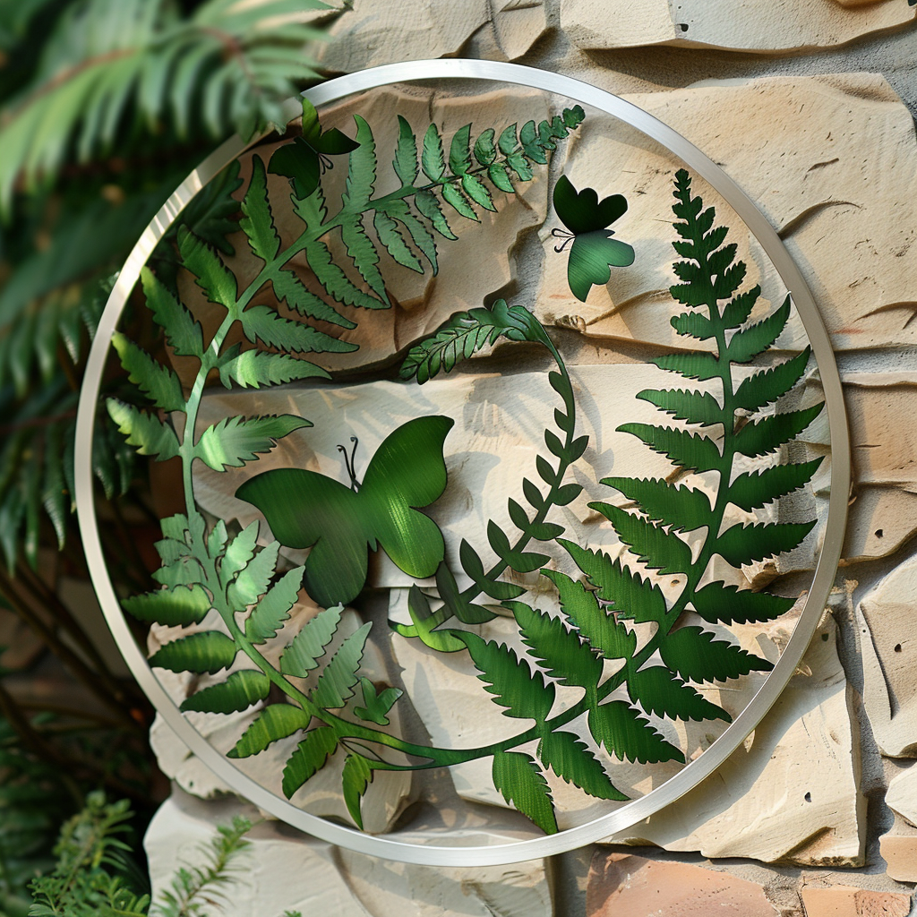 Woodland Mushroom Metal Wall Art UV Printed Fern Forest Decor