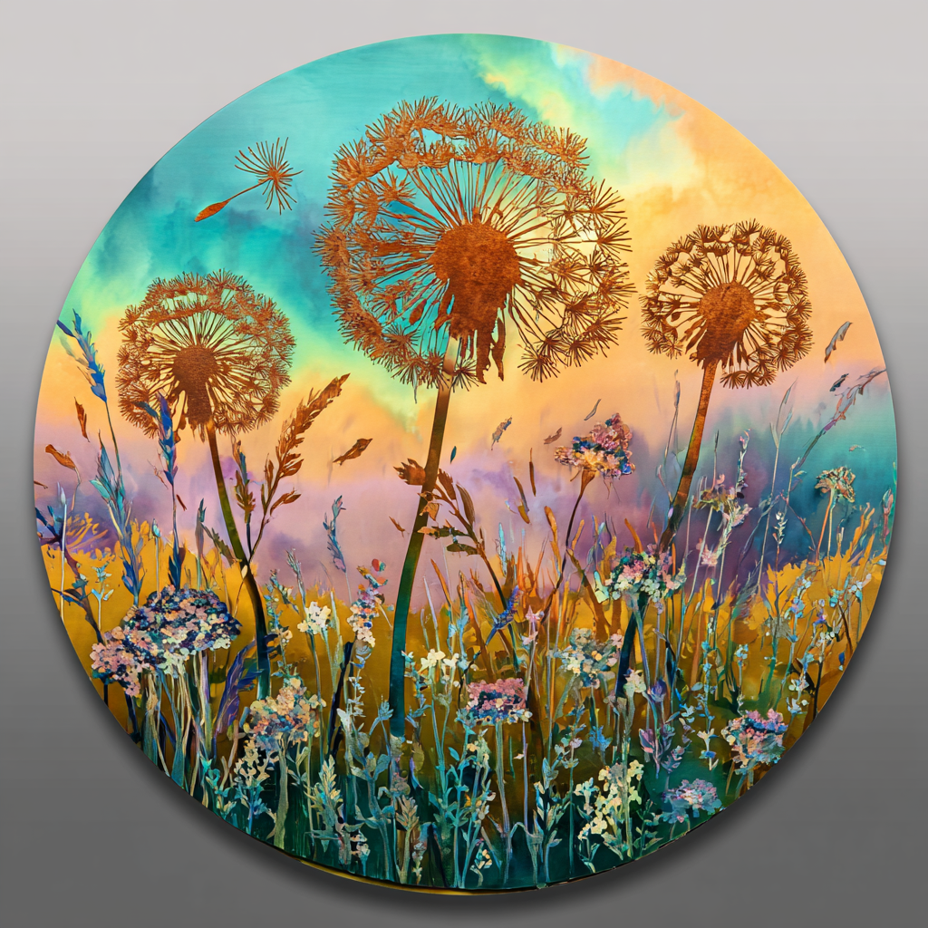 Dandelion Metal Wall Art Garden Decor Outdoor Floral Wall Sign
