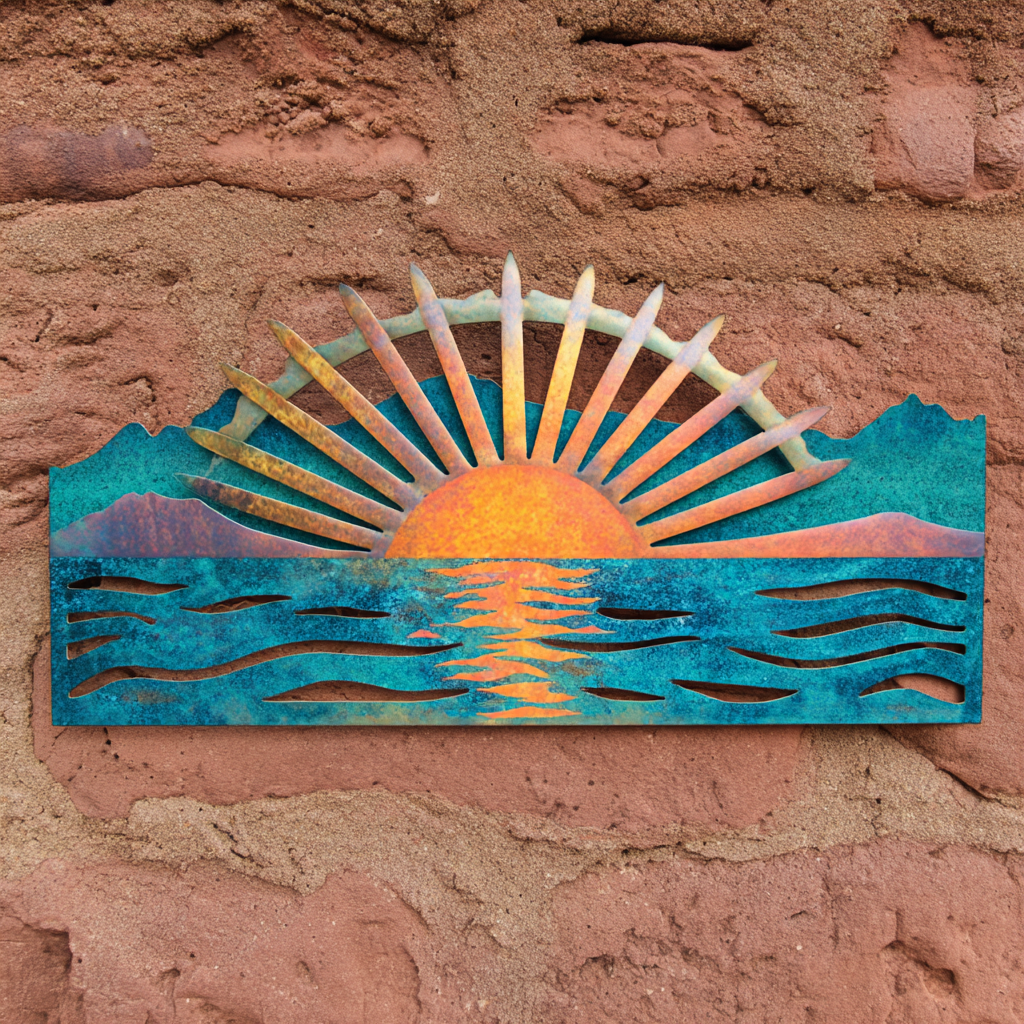 Sunburst Metal Wall Art Desert Sunset Southwest Outdoor Wall Decor