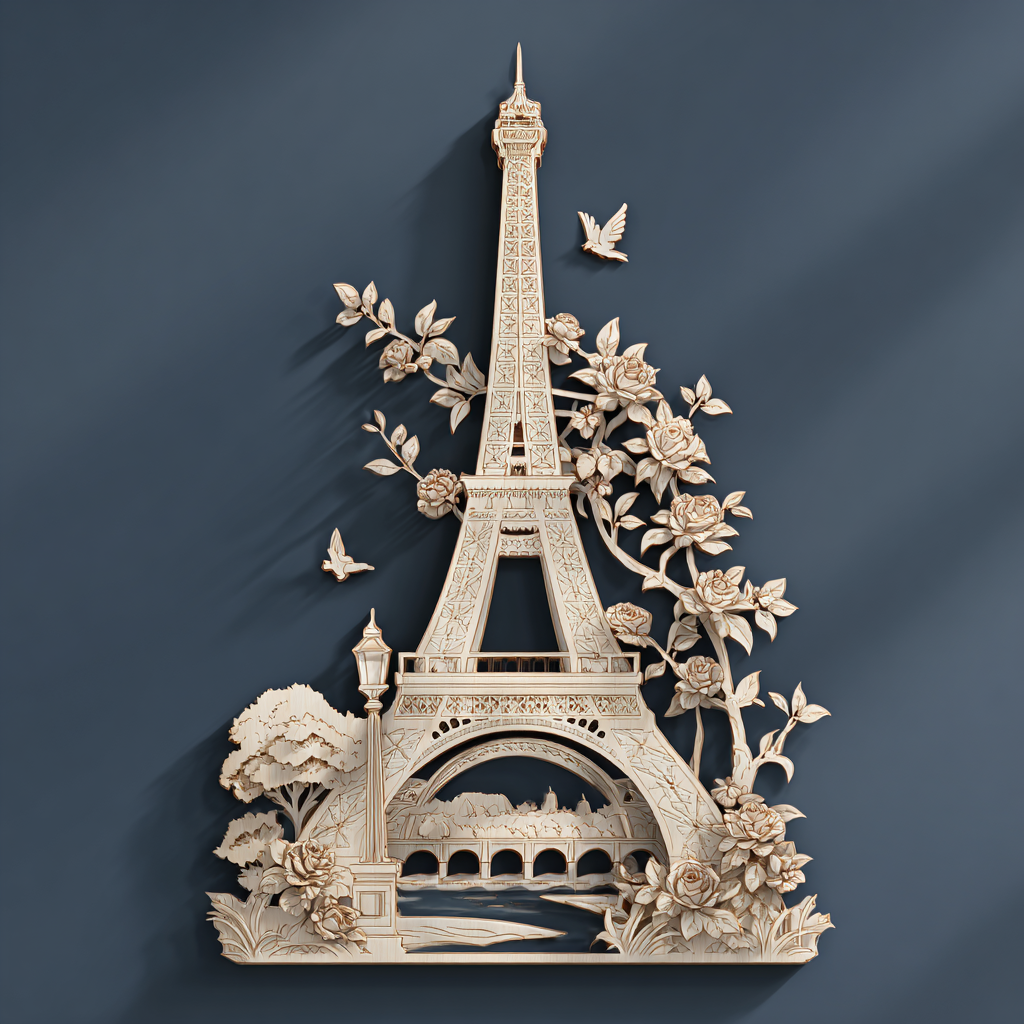Eiffel Tower Metal Wall Art Paris Bicycle Flower Custom Shape French Travel Wall Decor