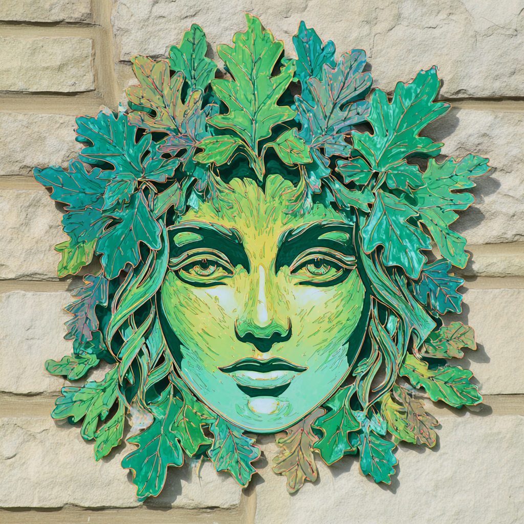 Green Woman Metal Wall Art Celtic Nature Goddess Pagan Garden Wall Decor