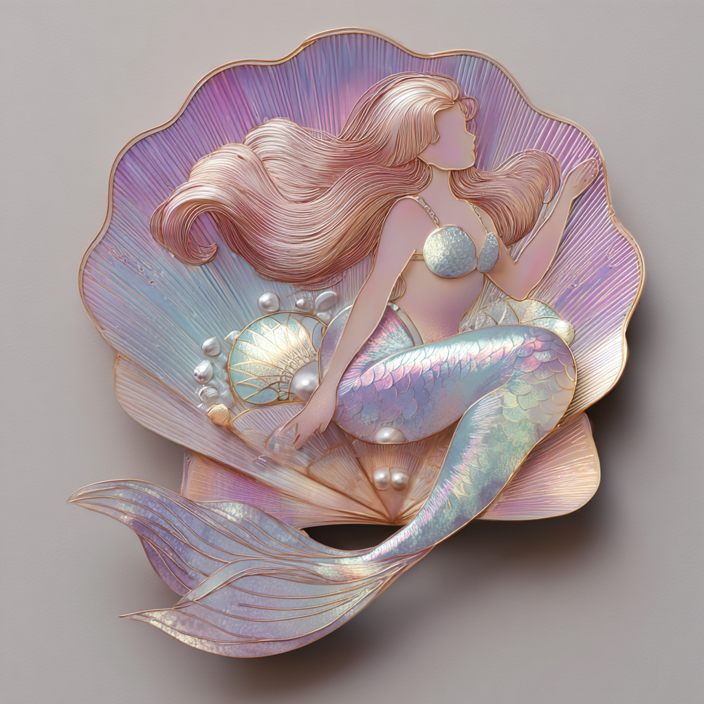 Mermaid Pearl Metal Wall Art, Coastal Fantasy Decor for Patio & Garden