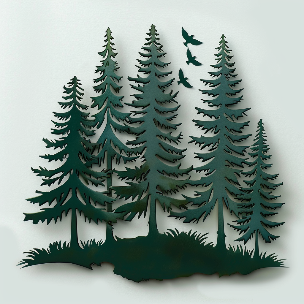 Pine Tree Metal Wall Art – Rustic Forest Nature Garden Decor Sign