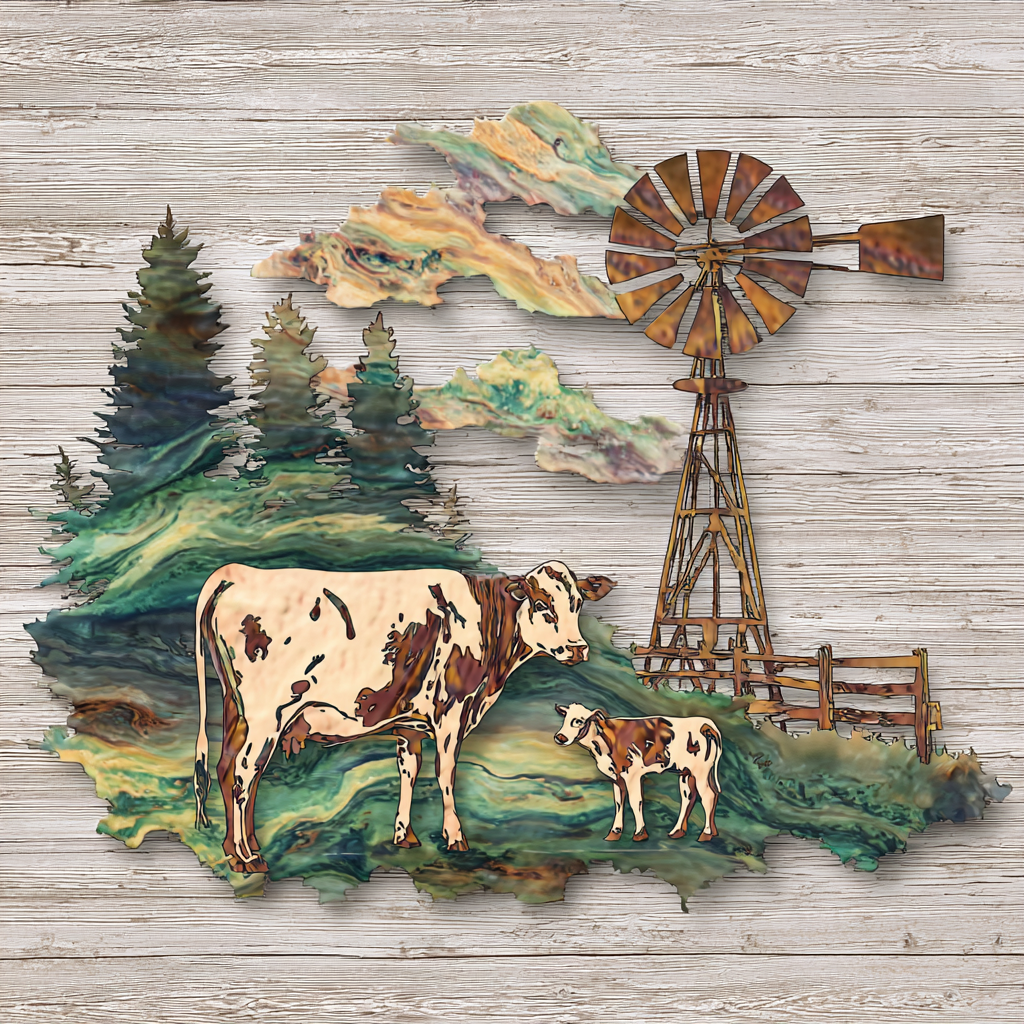 Farm Cow Metal Wall Art Rustic Farmhouse Barn Outdoor Wall Decor