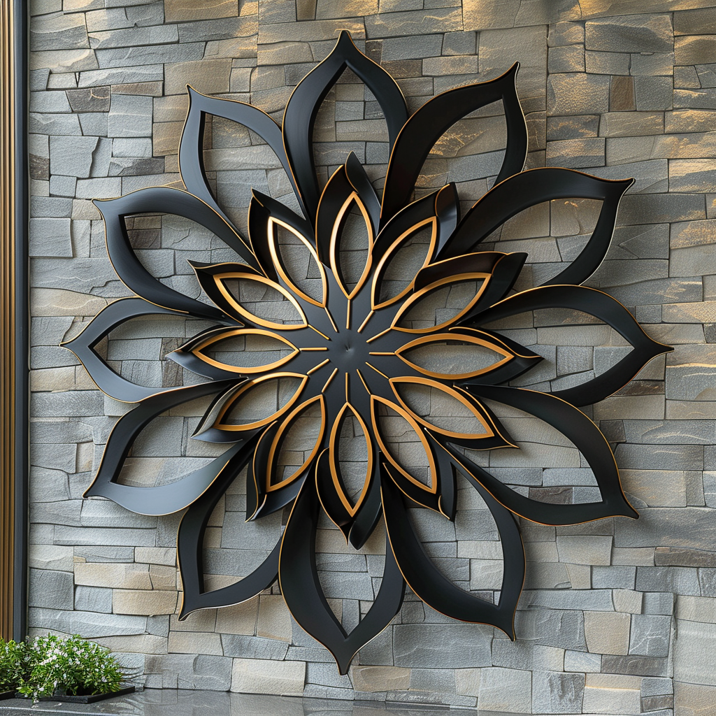 Sunburst Mandala Metal Wall Art: Boho Rustic Copper Patio Garden Decor V2