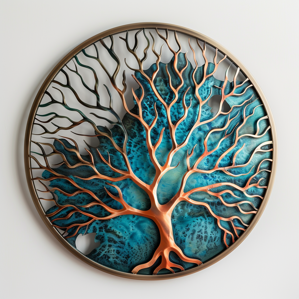 Abstract Tree Metal Wall Art Radial Branch Modern Living Room Wall Decor