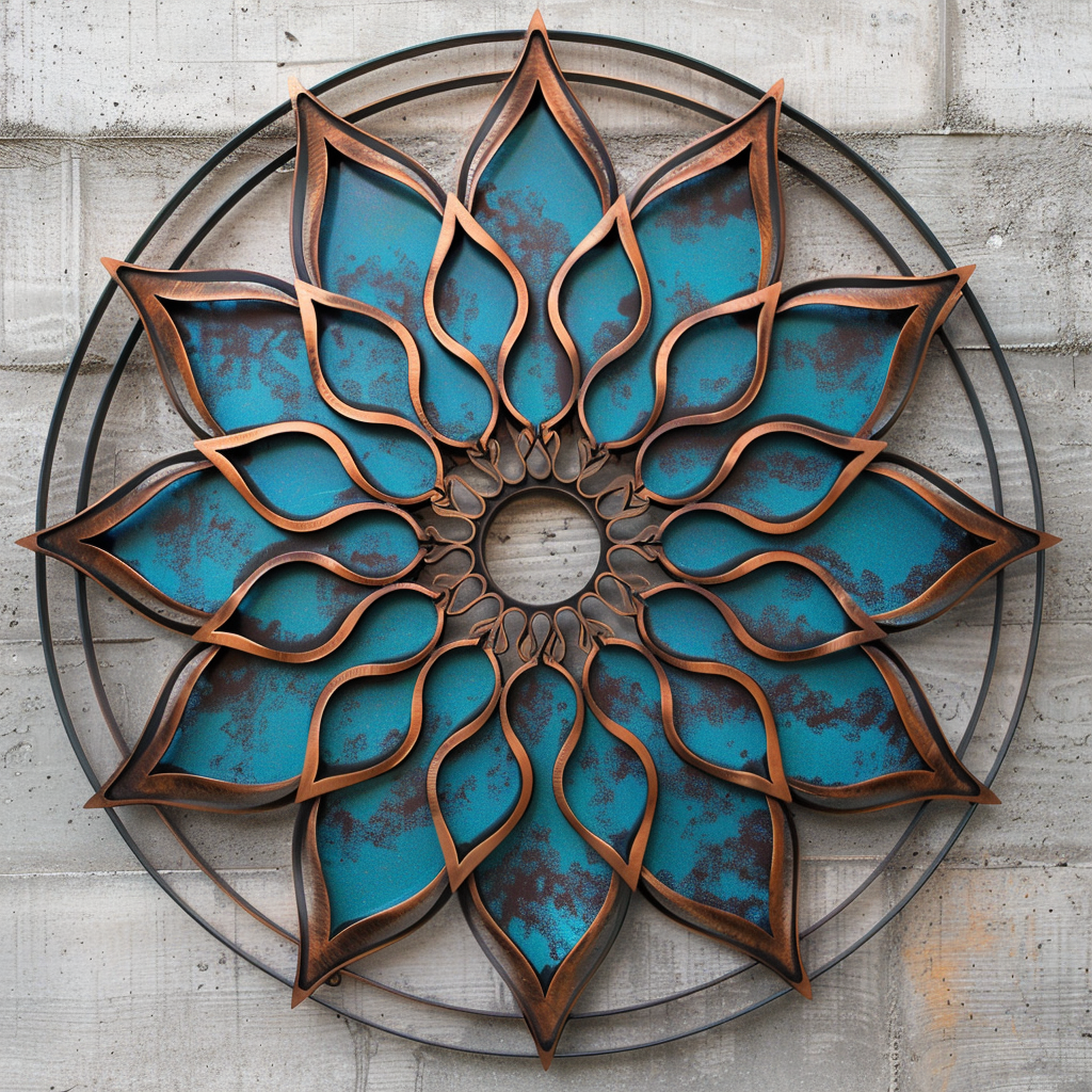 Geometric Mandala Metal Wall Art – Modern Boho Garden Decor Sign