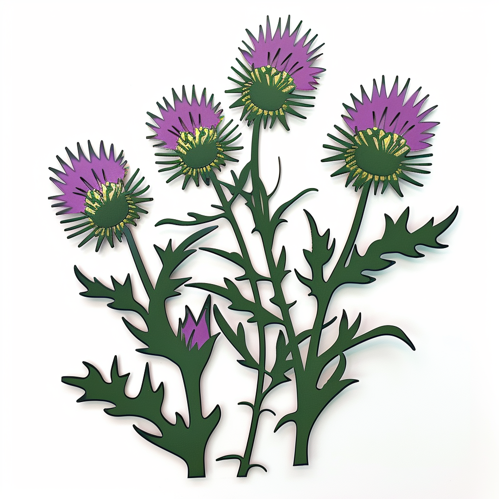 Thistle Flower Metal Wall Art, Rustic Botanical Garden Decor for Patio
