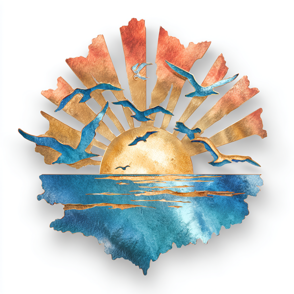 Tropical Beach Metal Wall Art Ocean Wave Sunset Coastal Wall Decor For Beach House