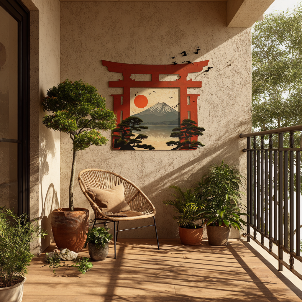 Japanese Torii Gate Metal Wall Art – Zen Garden Asian Decor Sign V2
