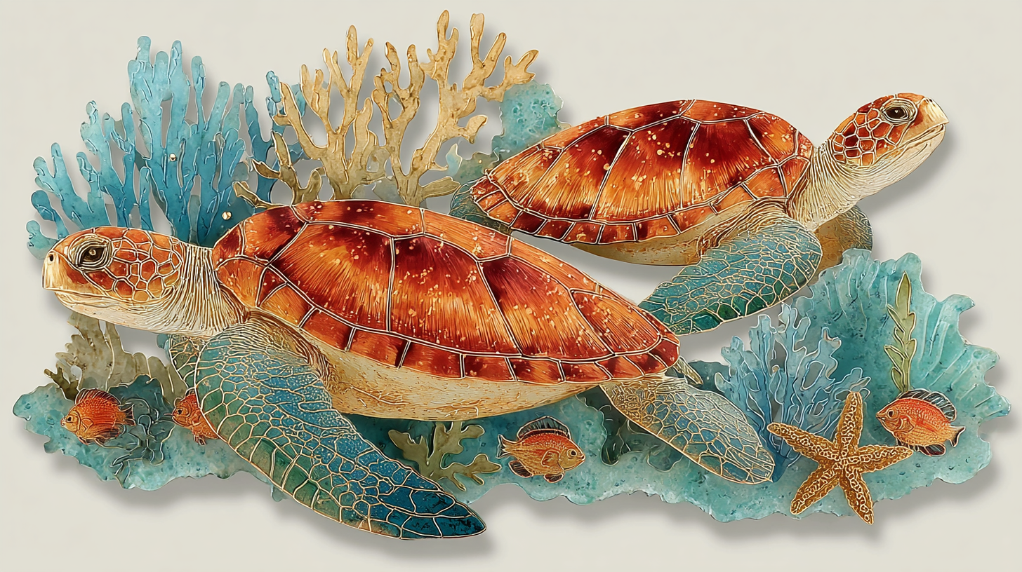 Sea Turtle Metal Wall Art Coastal Ocean Decor