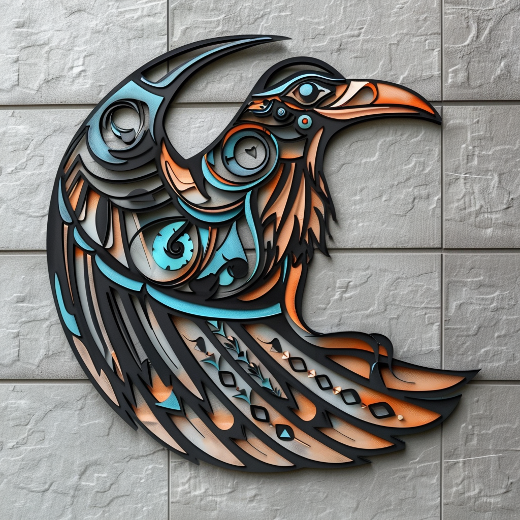 Raven Native Metal Wall Art: Southwest Cowgirl Boho Western Feather Sign