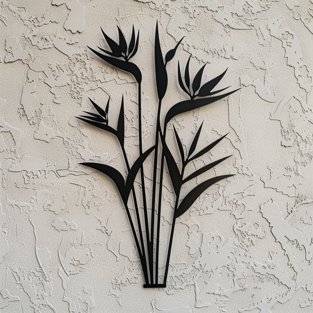 Bird of Paradise Flower Metal Wall Art, Tropical Garden Decor for Patio