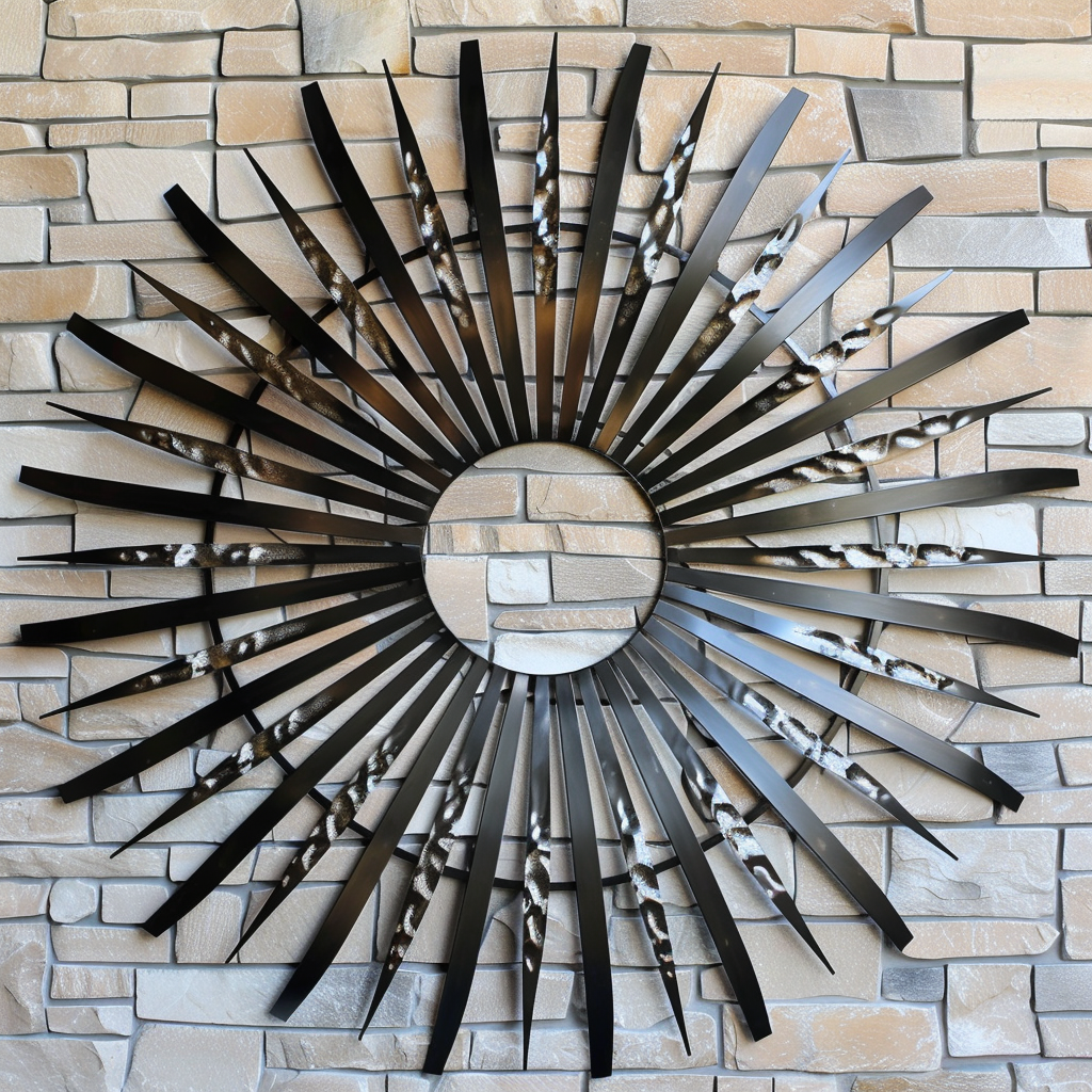 Holographic Sunburst Metal Wall Art – Iridescent Celestial Garden Decor Sign