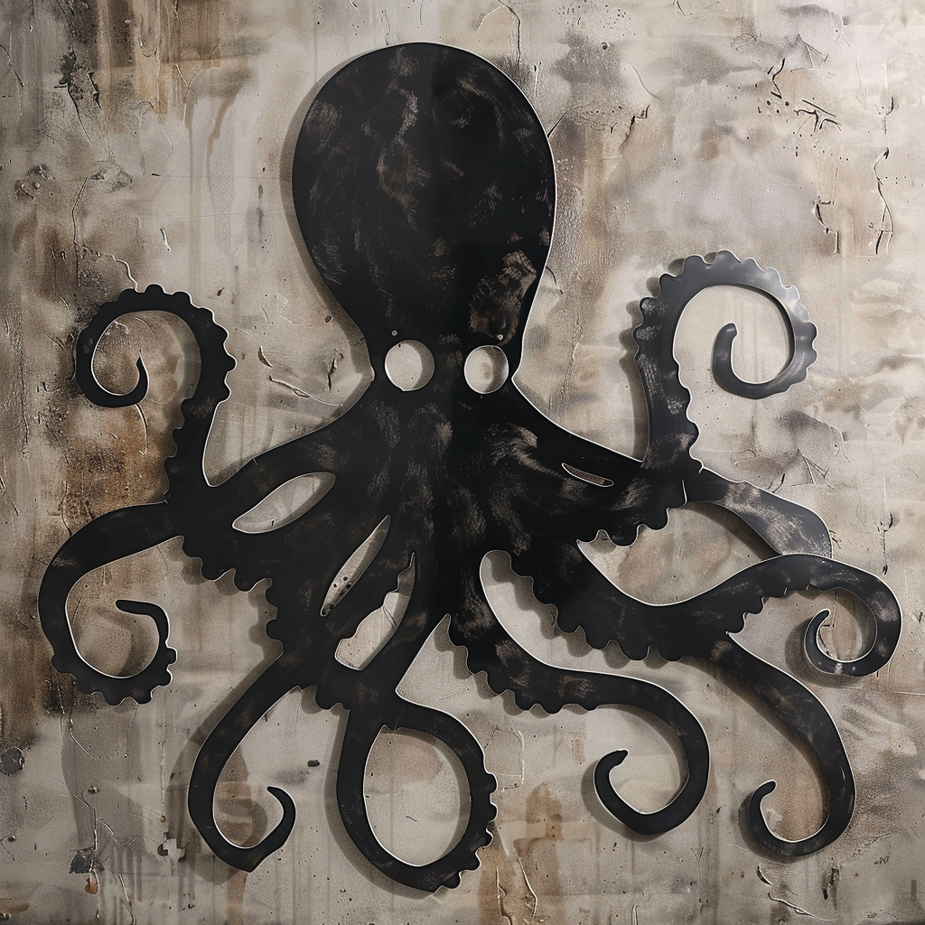 Kraken Octopus Metal Wall Art – Dark Nautical Ocean Decor Sign