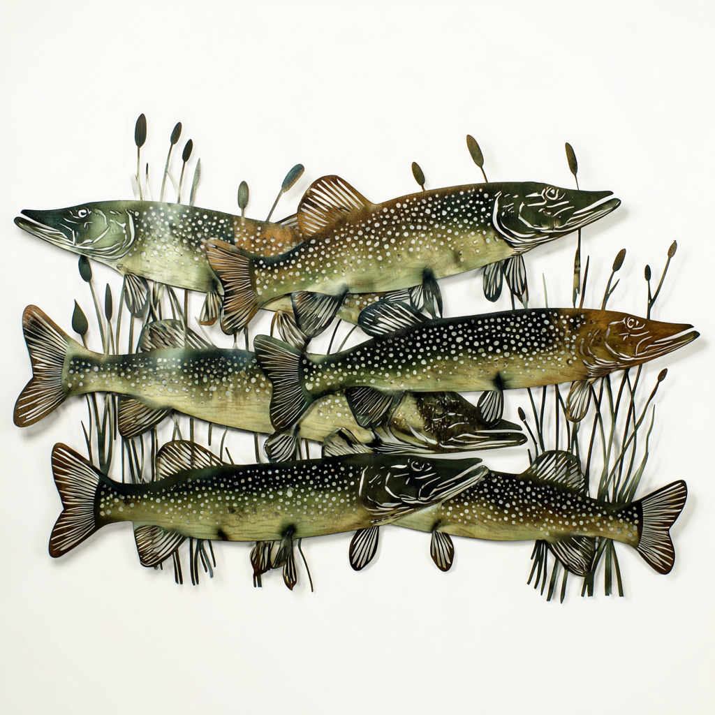 School of Trout Metal Wall Art Fishing Cabin Decor Lake House Outdoor Fish Wall Sign
