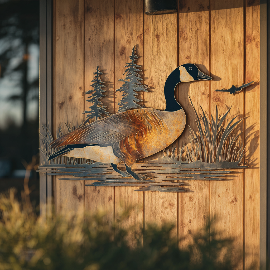 Goose Labrador Metal Wall Art Hunting Lodge Decor Northwoods Marsh Cabin Outdoor Wall Sign